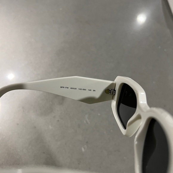 Scultoreo Narrow White & Dark Grey Prada Sunglasses - Picture 10 of 11